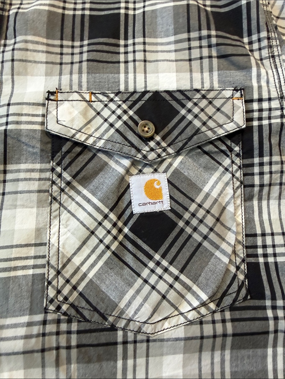 Carhartt Black and White Plaid Button-Down Work Shirt - Picture 3 of 11